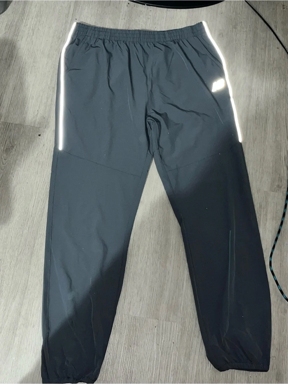 New Balance Black/Gray track joggers with White Logo and Stripe Accents